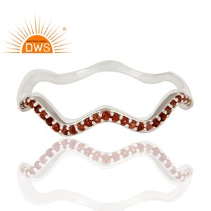 Anillo de Plata de Ley 925 con diseño de banda Eternity, joyería apilable con diseño de granate Natural, para boda - Product Image 2