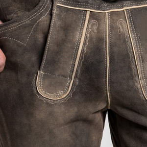 กางเกงขาสั้นบาวาเรีย lederhosen ปักลายสีน้ำตาลทรงสลิมฟิตพร้อมโลโก้ขนาดล้าง6XL ตกแต่งลวดลาย - Product Image 6