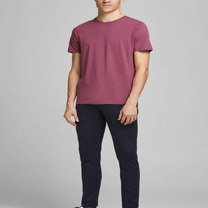 T-shirts pour hommes personnalisés de couleur bordeaux en gros slim fitness à manches courtes été coton logo personnalisé col en o broderie impression - Product Image 3