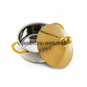 Juego de tres ollas de diseño de mármol cazuela hecha a mano de primera calidad forma redonda nuevo calentador de alimentos de Metal de lujo - Product Image 4