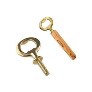 Abrebotellas de latón macizo con mango de madera - Product Image 2