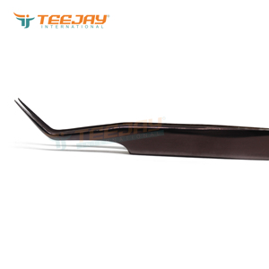 Pince à épiler TEEJAY Plasma Rose Gold pour extensions de cils, pointe fine angulaire à 45 degrés, en acier inoxydable, 12,5 cm, isolation optimale - Product Image 4