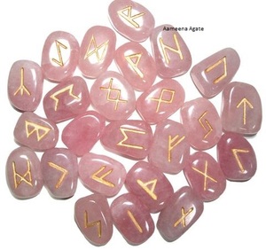 Ensemble de Rune en quartz Rose de meilleure qualité, vente en gros, pierres précieuses de guérison naturelles, Agate, Quartz Rose gravé, ensembles Rune à vendre - Product Image 6