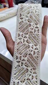 Encajes bordados blancos personalizados, en tamaños grandes, se pueden teñir a medida, a elegir entre colores, de algodón - Product Image 4