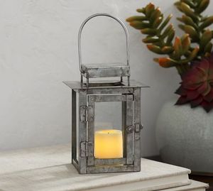 Metal <b>Lantern</b>, Rope Handle (Galvanized, Sitting, Hanging, Use with Candle) - Product Image 5