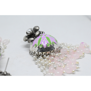 ต่างหูแบบห่วงทองเหลืองต่างหูยาวมีสีเงินสำหรับผู้หญิงและผู้หญิง - Product Image 4