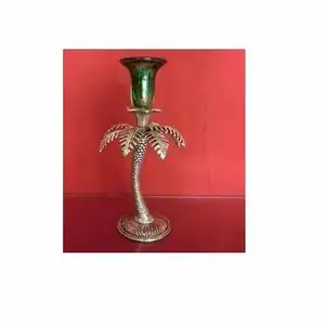 Candelabro de latón de árbol de coco, soporte de luz de té decorativo para el hogar, diseño clásico