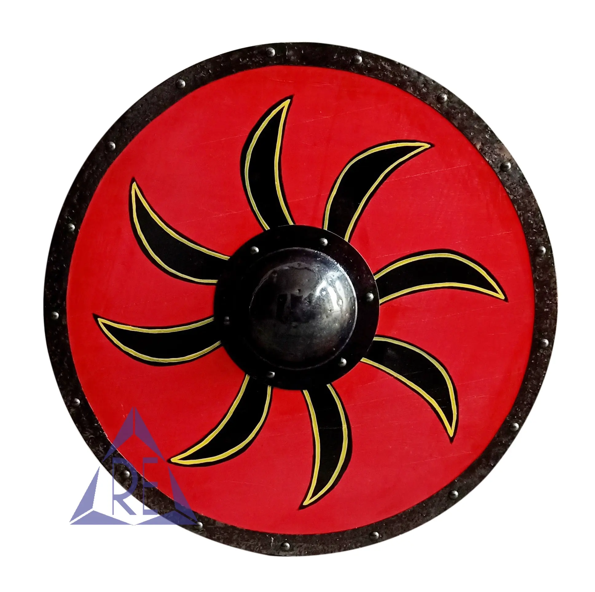 Escudo de madeira redondo medieval para jogos, escudo de madeira para jogos de batalha histórica decoração de balde viking