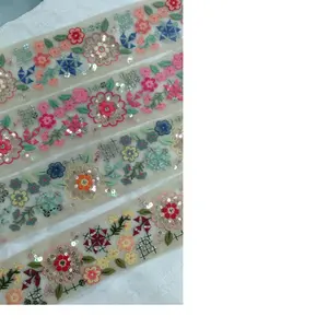 מותאם אישית multicoloured פרחוני פאייטים רקום נושא סרטי ושרוכים בגדלים שונים וצבעים לחתונה שמלת דסי