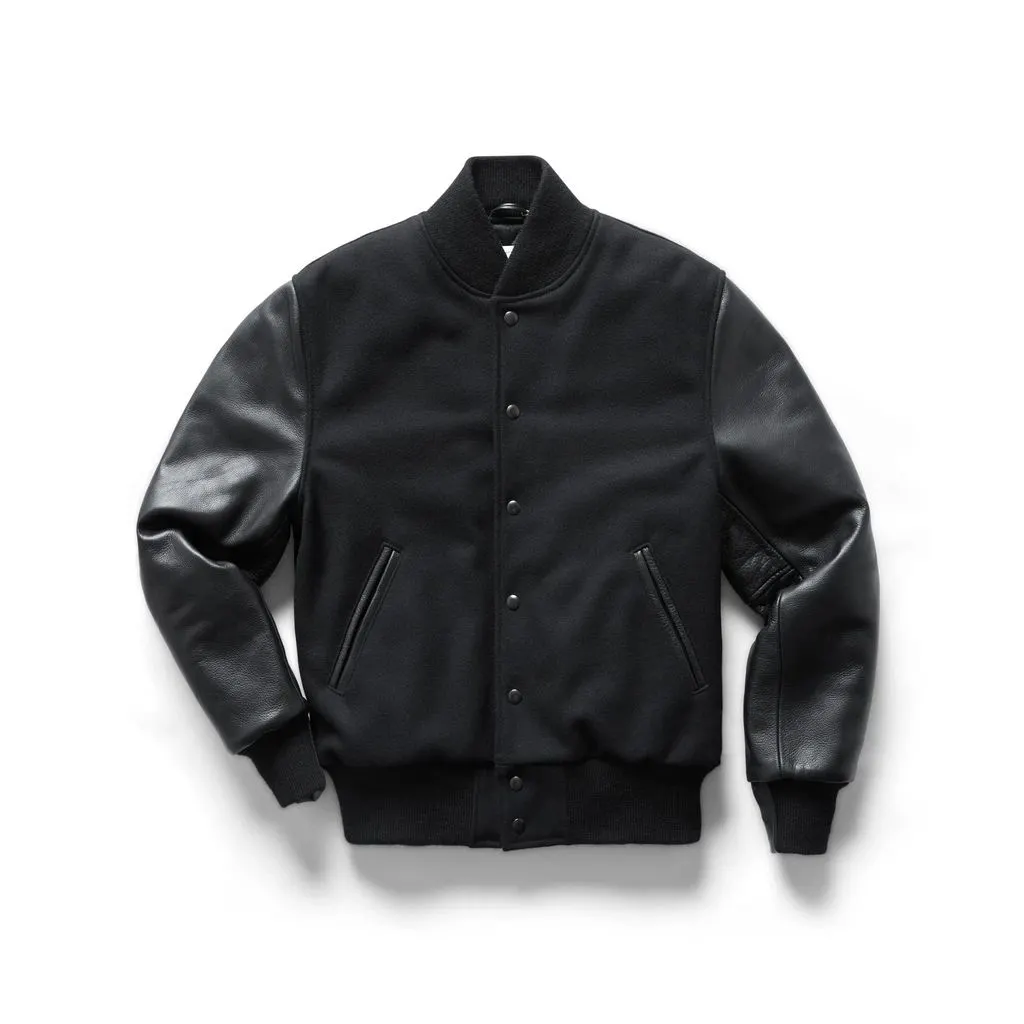 Luxury Quality Embroidered Leather Coats Slim Fitted College Fleece Baseball Letterman Varsity Jacket Baseball Jacket For Men's