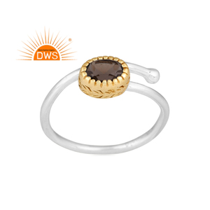 Bague en argent pur 925, pierre précieuse en Quartz fumé naturel, bijou empilable pour femmes, fabrication de bijoux - Product Image 1