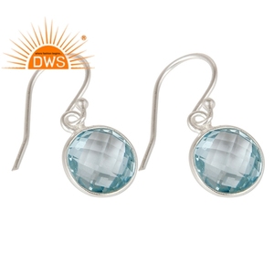 Boucles d'oreilles en topaze bleue naturelle, 100 pièces, pierres précieuses en argent Sterling fin, pendantes, fabrication de bijoux - Product Image 2