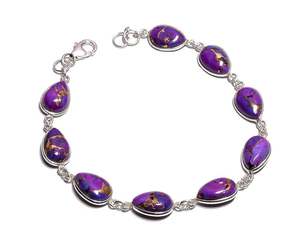 ธรรมชาติสีม่วงทองแดงสีฟ้าครามพลอยแฮนด์เมดสร้อยข้อมือเงิน925เครื่องประดับเงินสเตอร์ลิงราคาขายส่ง - Product Image 2