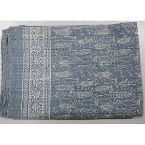 Couvre-lit imprimé de poisson avec bloc à main, ensemble de couette faite à la main pour le salon, la chambre à coucher, couvertures de couette - Product Image 3