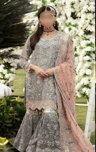 Costume de Kurti luxueux brodé noir, combinaison pantalon de guerre civile, Kameez - Product Image 6