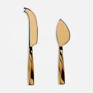Square Twisted Handle Gold Cheese Knife