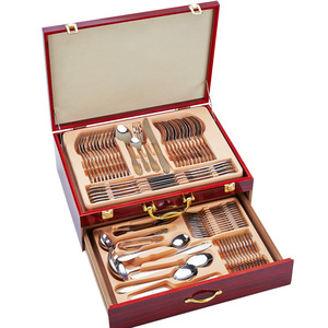 Ensemble de couverts en acier inoxydable de haute qualité king, 72 pièces, avec boîte en bois - Product Image 1