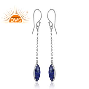 Fournisseur de bijoux en pierre précieuse lapis-lazuli naturel, boucles d'oreilles pendantes, fabricant de boucles d'oreilles en argent fin 925 - Product Image 2