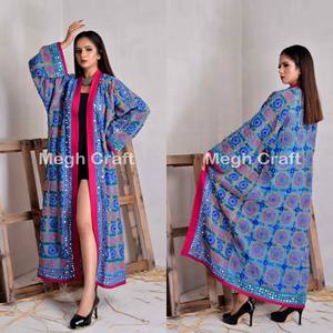 Chaqueta de lana de Georgette fina de moda bohemia de talla grande primavera ecológica transpirable Phulkari bordado ropa de playa bata al por mayor - Product Image 3