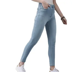 Jeans Kurus Wanita, Celana Pensil Pinggang Tinggi Ketat Denim Desain Kustom Kualitas Tinggi 2022