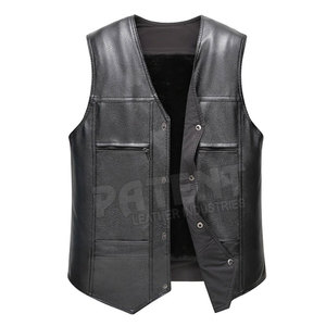 New Arrival Cowhide Genuine Leather <b>Vest</b> Motorcycle Men's Slim Fit Real Leather <b>Vest</b> Custom Made <b>Vest</b> - Product Image 1