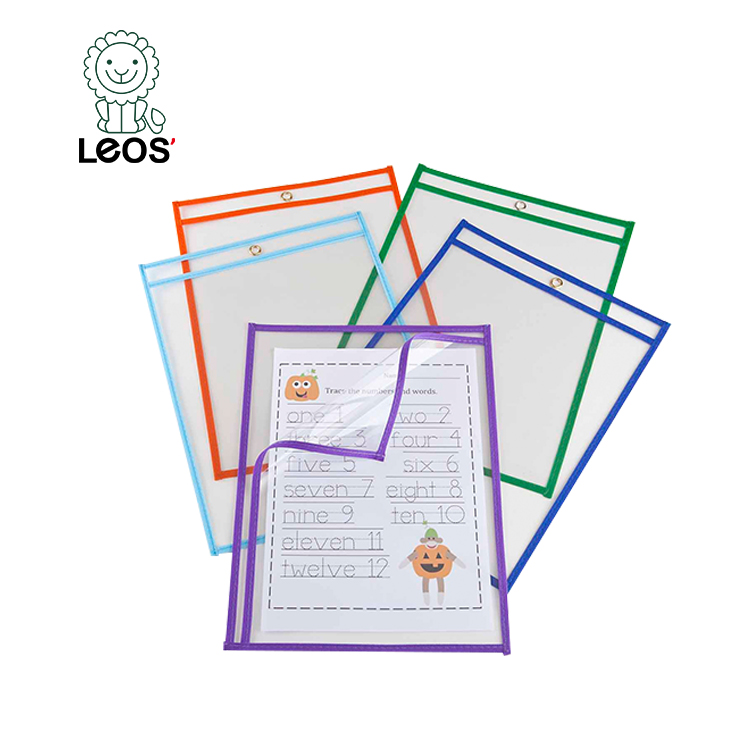 Школьные канцелярские товары от производителя, виниловые с боковой загрузкой, сухие стираемые пластиковые карманы