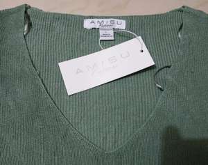 Lots de vêtements de marque en provenance d'usine : pulls décontractés en coton tricoté à manches longues et col en V pour femmes, stock du Bangladesh - Product Image 2