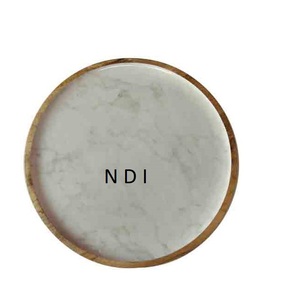 Assiette de service arrondie décorative en bois de mangue Assiette de service artisanale pour serveur de nourriture - Product Image 1