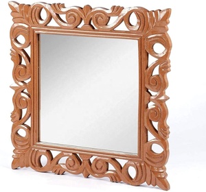 Espejo decorativo de madera para el hogar, espejo de pared de forma cuadrada para sala de estar, dormitorio, espejo de madera sostenible, superventas - Product Image 1