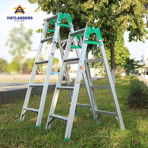 VIETLADDERS NKY-5C Aluminum Industrial Folding Ladder 4 Steps 6FT Extended Height <b>Portable</b> Manual <b>Lock</b> 150kg Capacity 6063T5 - Product Image 1