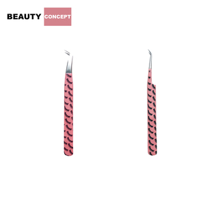 Pinzas de extensión de pestañas de acero inoxidable japonesas profesionales azul hecho a mano preciso 45 grados sostenible con punta puntiaguda - Product Image 3