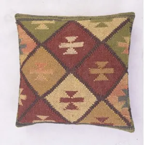 100% Jute Handmade Indian Decorative Cushion Cover Bohemian Vintage Kilim Home Decor Pillow Case Cushion Cover