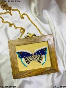 Designer Handmade Wooden Evening <b>Clutch</b> for Women Indian Manufactured Sale Available for <b>Weddings</b> and Special Occasions - Product Image 5