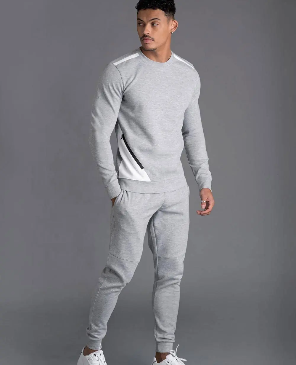 Wholesale Blank Jogging Suits Mens Sweat Suit/Custom Made Tracksuits Sweatsuit Set With Grey
