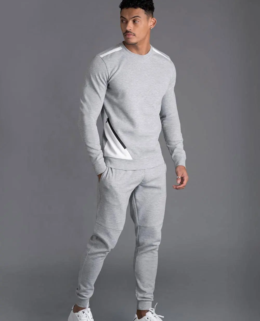 थोक रिक्त टहलना सूट Mens पसीना सूट/कस्टम मेड Tracksuits Sweatsuit ग्रे के साथ सेट