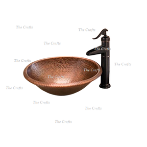 อ่างล้างมือทองแดงแบบทุบพร้อมอ่างล้างจานทรงกลมสำหรับอุปกรณ์ห้องน้ำ - Product Image 4