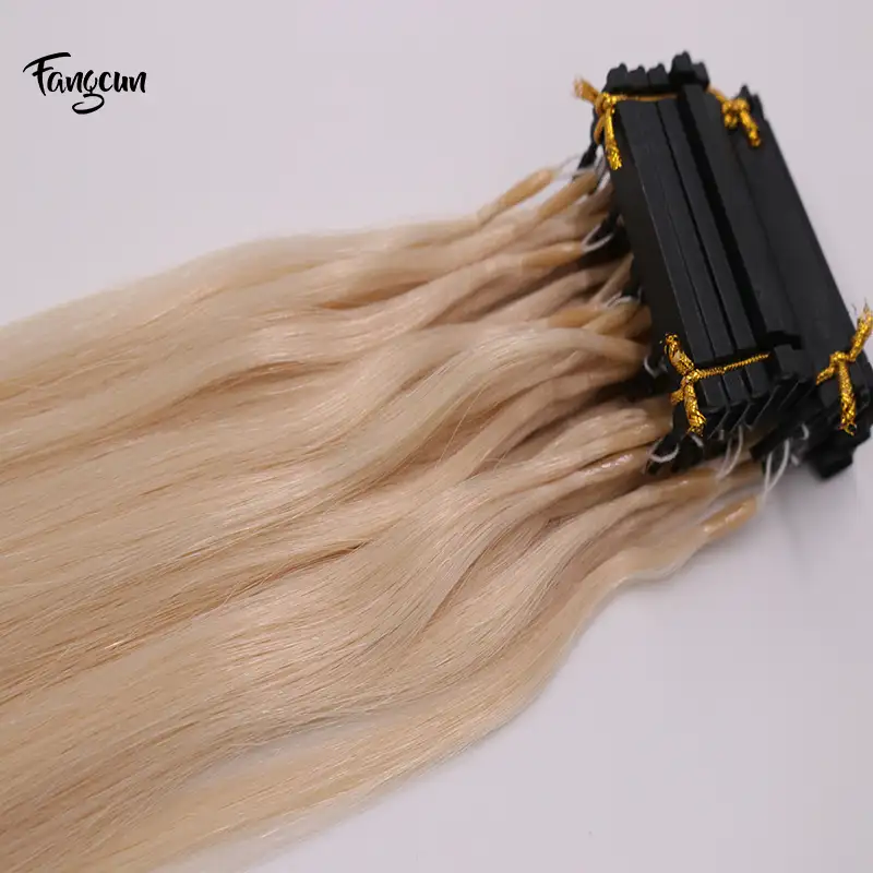 100% Cuticle Alinhados Único Doador cabelo humano Cru Virgem Duplo Desenhado Extensões de Cabelo Loiro Branco Europeu Nova Tecnologia 6D