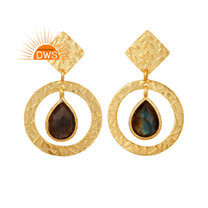 925 Sterling <b>Silver</b> Natural Labradorite Gemstone <b>Dangle</b> <b>Earring</b> for Women Jewelry Manufacturer - Product Image 1