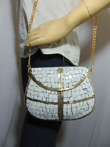 India Pearl Mosaic Metal Clutch <b>Purse</b> - Product Image 6