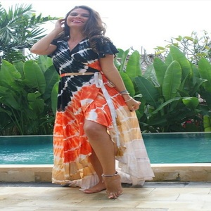 Customized Cool <b>Wrap</b> Maxi Dress Tie Dye Bohemian Bottom Frill Summer Maxi Dress For Women Wear - Product Image 1