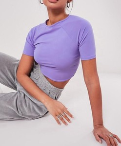 High Quality wholesale women purple crop <b>top</b> cotton plain t shirt short sleeve - Product Image 3