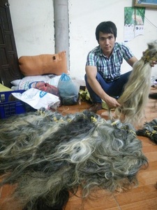 Extensions de cheveux pour femmes vietnamiennes grises naturelles une queue une tête coupée sans produits chimiques sans colorant soyeux épais perruques de cheveux humains bruts - Product Image 2