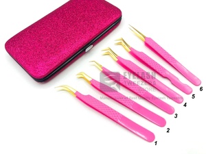 Pinzas de extensión de pestañas con agarre de diamante de oro rosa fuerte de acero inoxidable japonés profesional al por mayor con punta puntiaguda - Product Image 2
