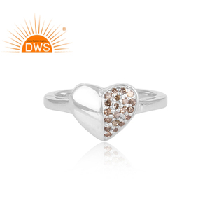 Anillo de Bodas de diamante pavé de plata de ley chapado en rodio blanco en forma de corazón, joyería para mujer, regalo para ella - Product Image 2