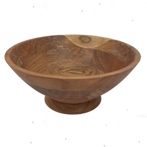 Cuenco de madera de forma redonda simple al por mayor, natural para servir comida, ensalada, mezclar sopa, hecho a mano, personalizado - Product Image 1