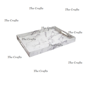 Plateau de service de couleur blanche et noire de qualité exclusive pour les plateaux décoratifs en marbre de restaurant et d'hôtel en Inde - Product Image 2