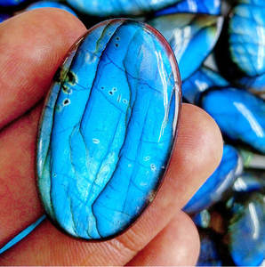 Cabujón de Labradorita Arcoíris Sintética, Turquesa Sintética, Cabujón de Labradorita Azul, Cuentas de Labradorita Azul, Cabujón de Vidrio para Joyería, con Destellos Azules Brillantes - Product Image 6