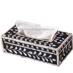 Boîte à mouchoirs en bois Craftsy HOME de meilleure qualité avec incrustation de résine de nacre Vaisselle décorative pour la maison de taille personnalisée - Product Image 1