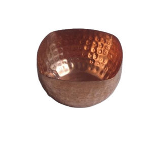 Cuenco de cobre pulido con espejo, recipiente de vela con patrones martillados para decoración del hogar - Product Image 1