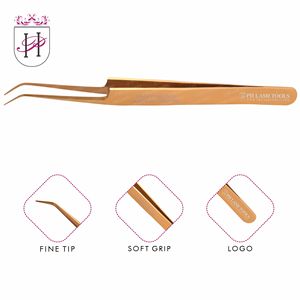 Extension de cils Fin Courbé Pincettes en Couleur Or, Usine En Gros Offre Spéciale Coloré De Haute Qualité Et bon marché Pince À Cils - Product Image 1